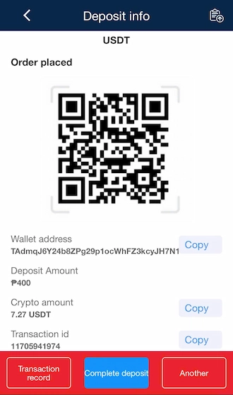 🔻Step 2: Open the USDT cryptocurrency wallet and make a payment using the QR or wallet address.