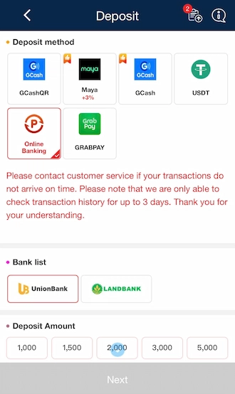 🔻Step 1: Select the deposit method using Online Banking.