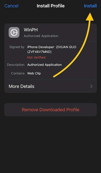 🔻Step 4: Open the app profile and tap "Install".